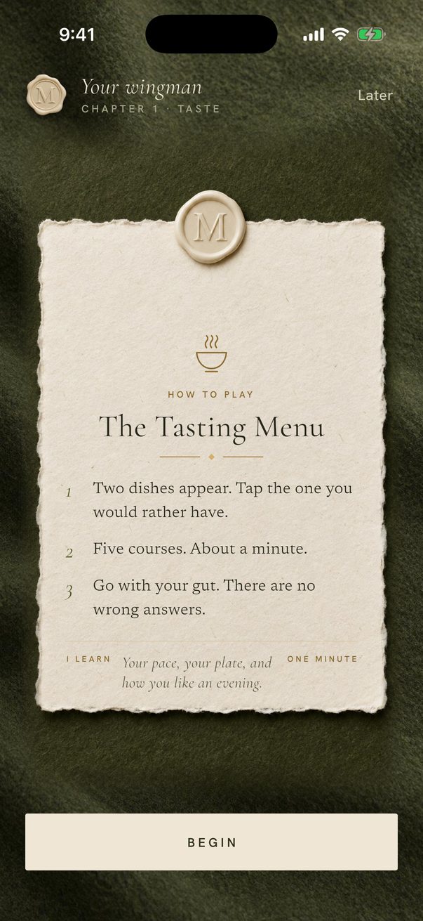 A game: the Tasting Menu, with how to play